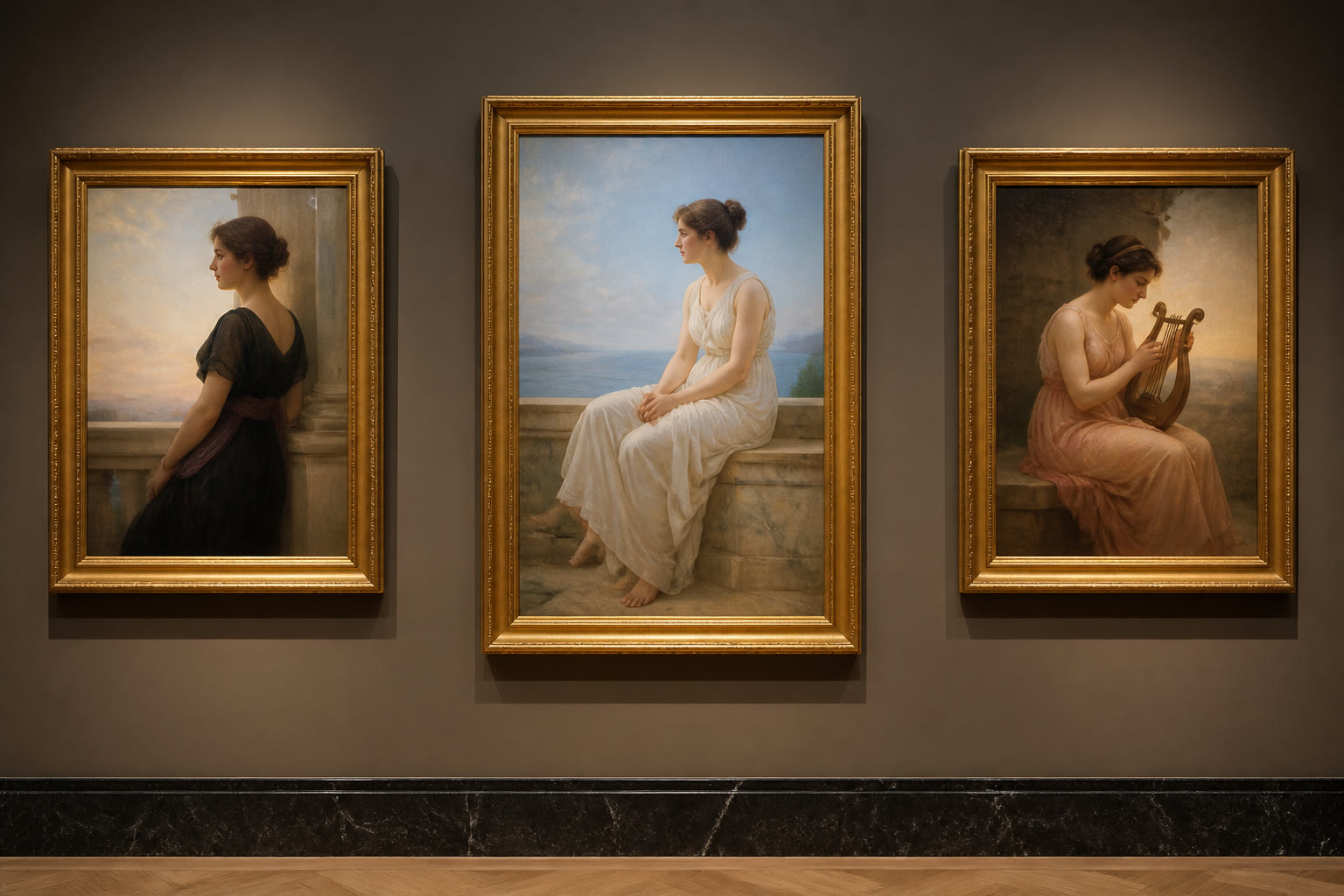 Galerie mit gerahmten Kunstwerken